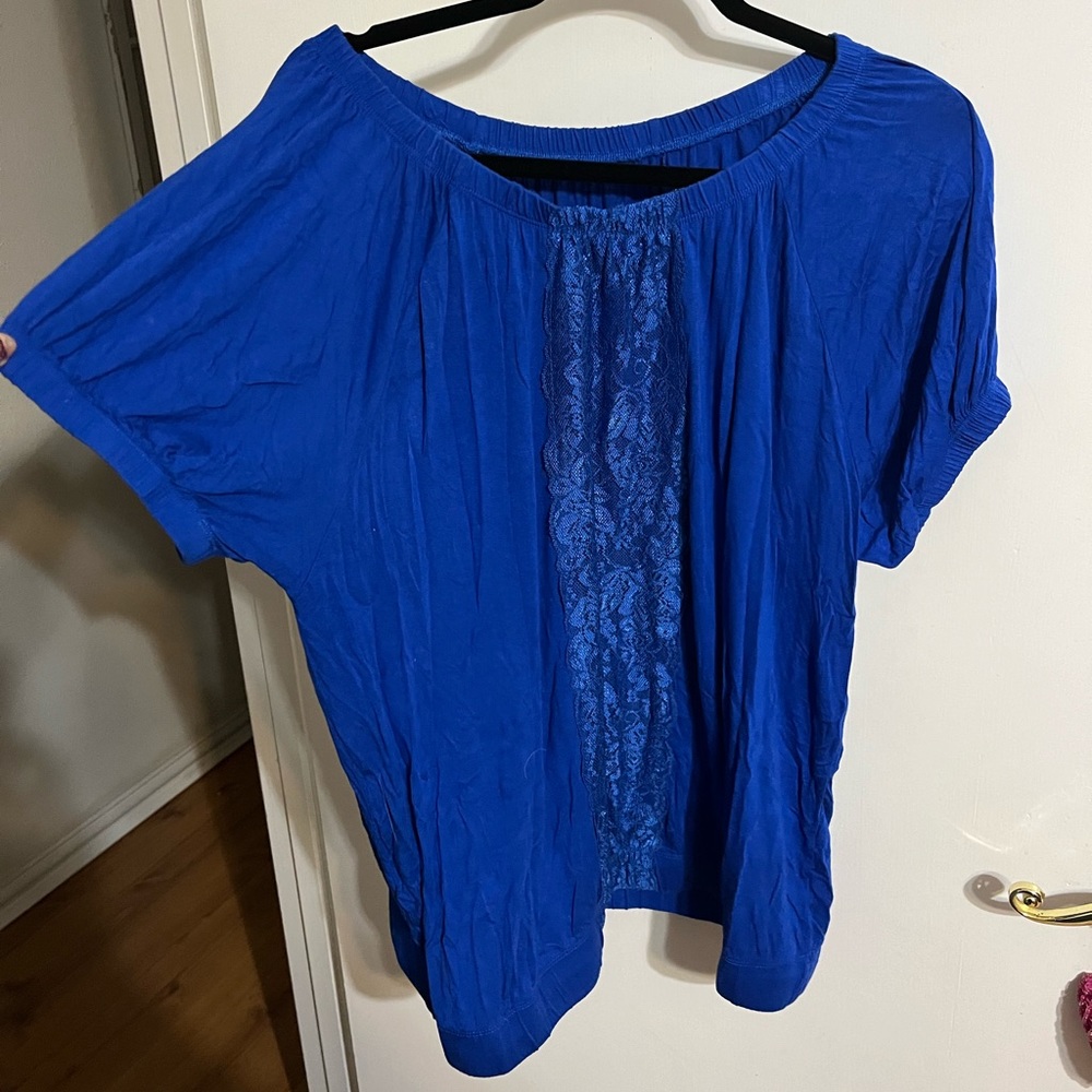 14/16 Lane Bryant cobalt blue shirt with lace detail